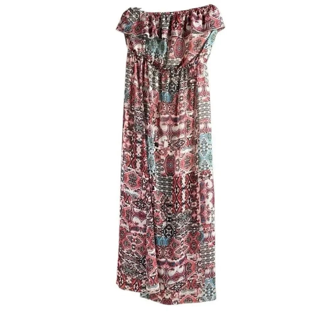 NoBo No Boundaries Strapless Sleeveless Boho Cottagecore Maxi Dress Size Large